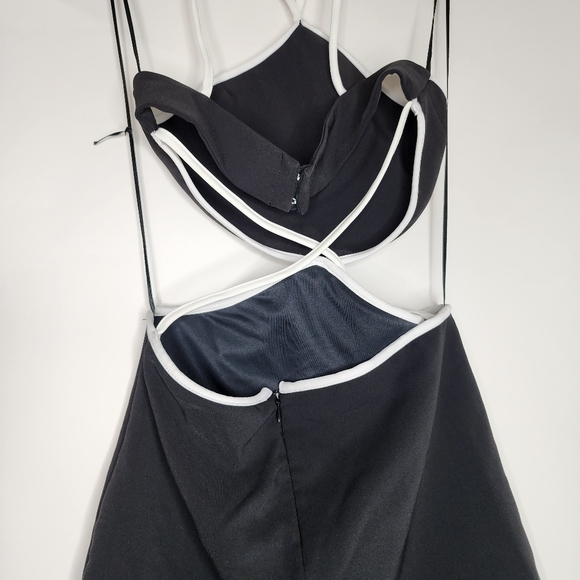 ZARA Halter Cutout Dress White Piping - Size X-Small - NEW - Picture 7 of 8